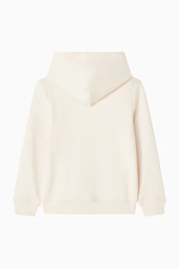 كنزة بغطاء رأس وطبعة شعار الماركة قطن عضوي