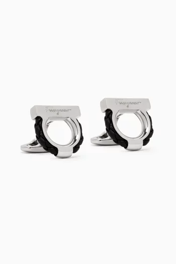 أزرار أكمام جانشيني جلد ونحاس أصفر