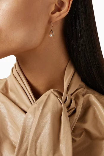 أقراط متدلية بتصميم دمعة مرصعة بلؤلؤ ذهب أصفر عيار 14‏