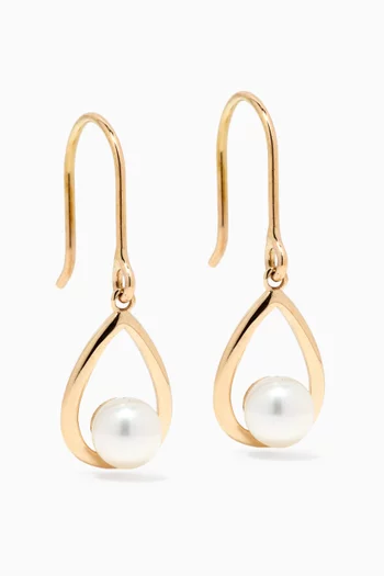 Pearl Tear Drop Earrings in 14kt Yellow Gold