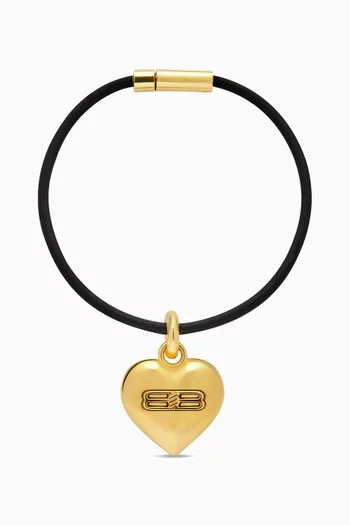 BB Icon Heart Bracelet in Brass & Rubber