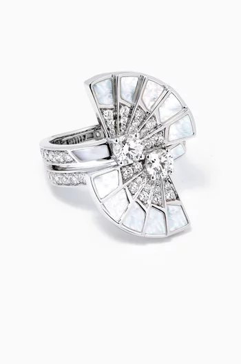 Fanfare Symphony Diamond & Mother of Pearl Ring in 18kt White Gold