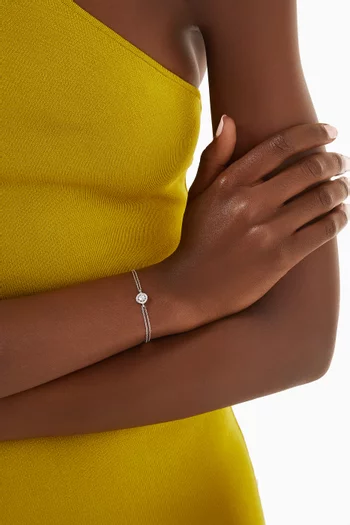 سوار بتصميم سلسلة مزدوجة مرصعة بكريستال فضة إسترلينية