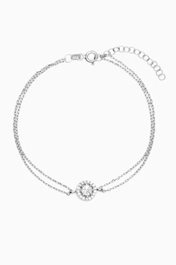 Elegant Crystal Double-chain Bracelet in Sterling Silver