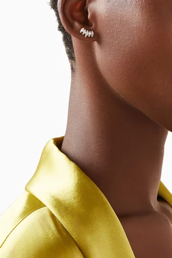 Small Cuff Crystal Stud Earrings in Sterling Silver