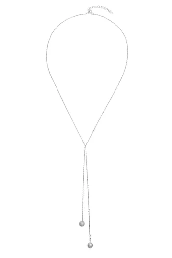 Crystal Lariat Necklace in Sterling Silver