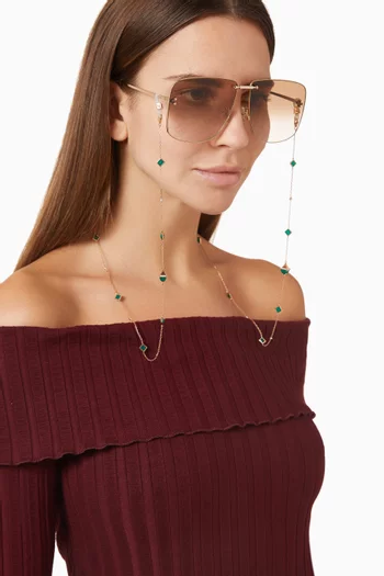 Cleo Green Agate & Diamond Convertible Necklace & Eye Glass Chain in 18kt Rose Gold