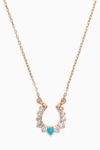 Horseshoe Diamond & Turquoise Necklace in 14kt Gold
