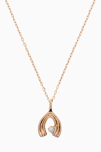 Groovy Wishbone Diamond Necklace in 14kt Gold