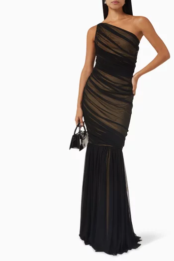 Diana Fishtail Maxi Dress in Mesh