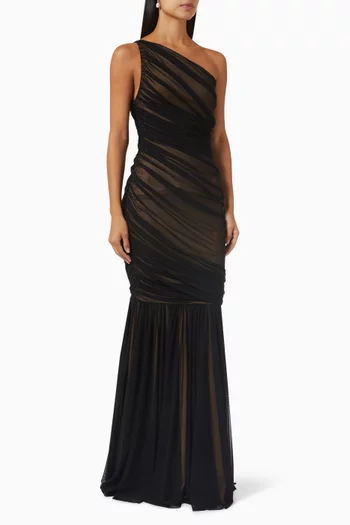 Diana Fishtail Maxi Dress in Mesh