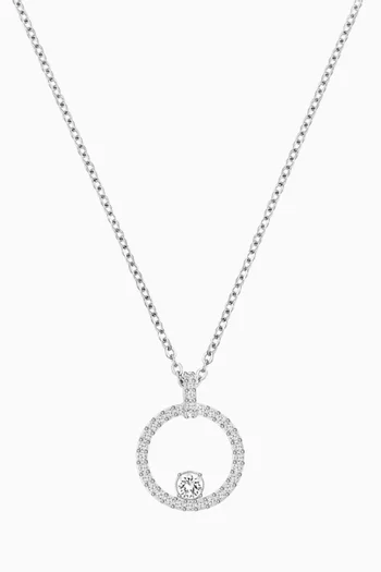 Creativity Crystal Circle Pendant Necklace in Rhodium-plated Metal