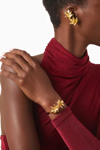 Guzmania Cuff Bracelet in 24kt Gold-plated Brass