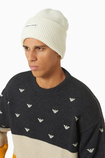 Small EA Logo Beanie in Knit