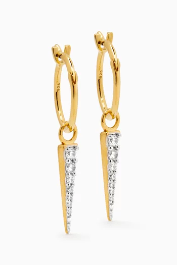 Mini Pavé Spike Hoop Earrings in 18kt Recycled Gold-plated Sterling Silver