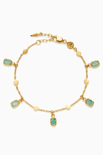 Lena Amazonite Charm Bracelet in 18kt Gold-plated Brass