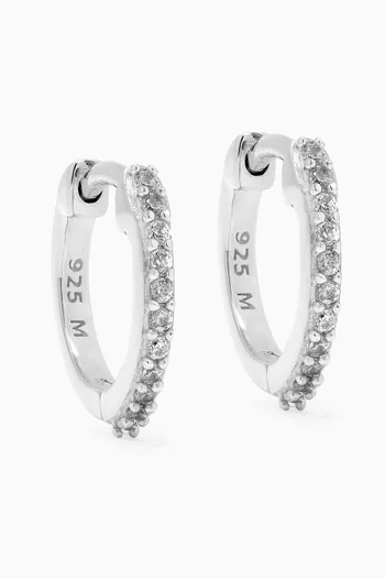 Classic Pave Huggie Earrings in Sterling Silver