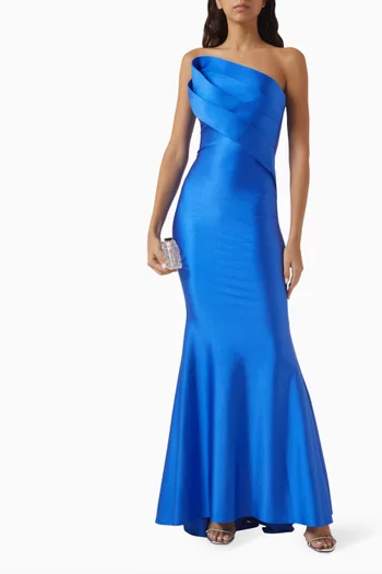 Angle-pleat Bow Gown in Lycra-jersey