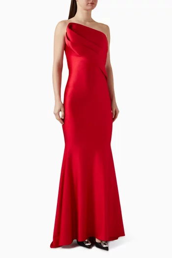 Angle-pleat Bow Gown in Lycra-jersey