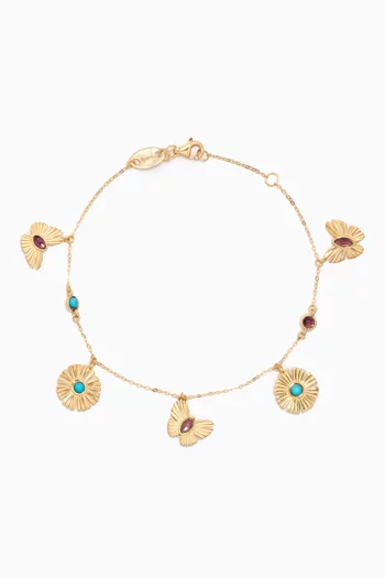 Farfasha Sunkiss Amethyst & Turquoise Bracelet in 18kt Gold