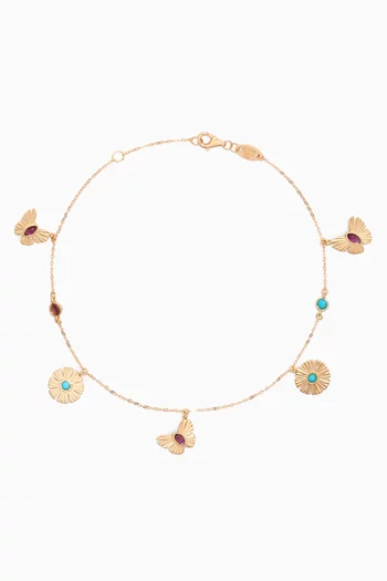 Farfasha Sunkiss Amethyst & Turquoise Anklet in 18kt Gold