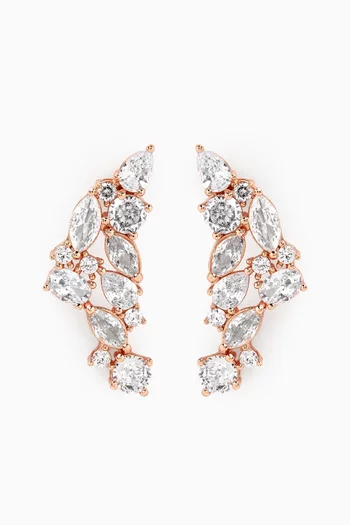 CZ Boomerang Crystal Earrings in 18kt Rose Gold-plated Brass