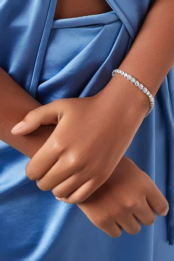 سوار تنس مرصع بأحجار زركونيا مكعبة مستديرة نحاس مطلي بالروديوم