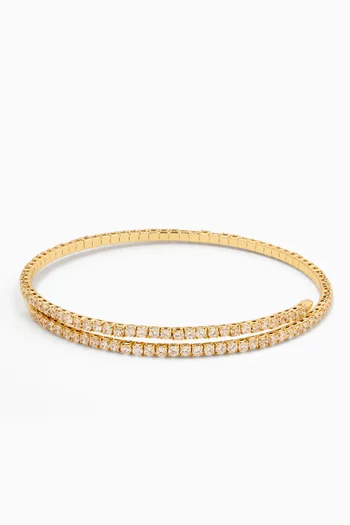 CZ Pavé Coil Open Bracelet in Rose Gold-plated Brass