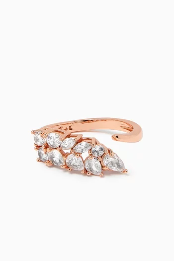 CZ Multi-shape Cluster Open Ring in 18kt Rose-gold Plated Brass