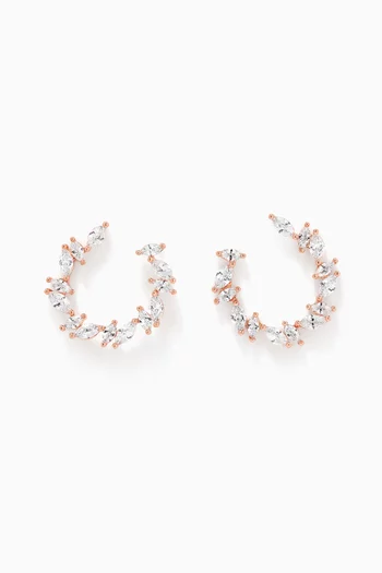 CZ Marquise Cluster Earrings in Rose Gold-plated Brass