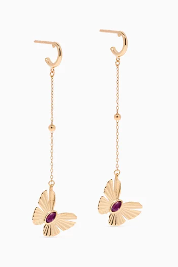 Farfasha Sunkiss Butterfly Amethyst Drop Earrings in 18kt Gold