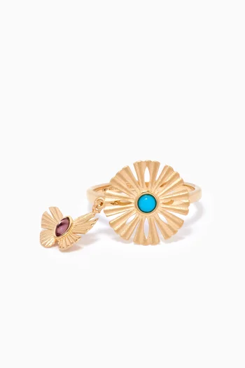 Farfasha Sunkiss Amethyst & Turquoise Ring in 18kt Gold