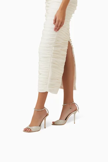 صندل سيدا قماش مزين بغليتر بكعب 100 مم