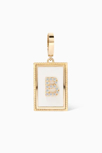 A2Z "B" Letter Tag Diamond Charm Pendant in 18kt Yellow Gold
