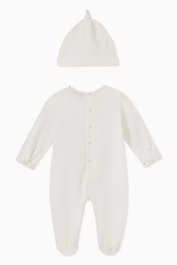 طقم بيجاما قطعة واحدة قطن بشعار الماركة