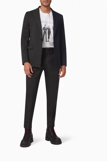 x Cara Delevingne Bi-colour Suit Jacket in Wool-blend