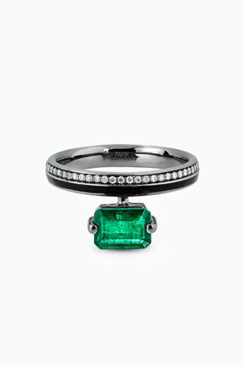 Linette Emerald & Diamond Ring in 18kt Gold