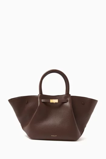 The Midi New York Tote Bag in Grained Leather