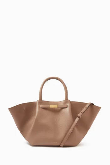 The Midi New York Tote Bag in Grained Leather
