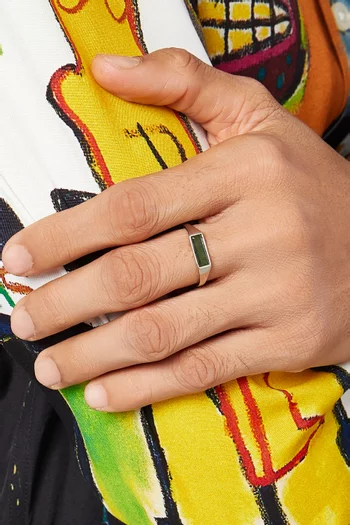 Thin Lennox Jasper Ring in Sterling Silver