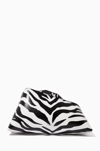 Zebra Asymmetrical Clutch in Leather