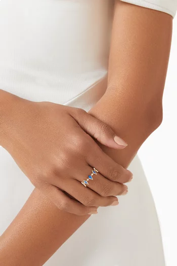 Mosaic Diamonds & Enamel Ring in 18kt White Gold