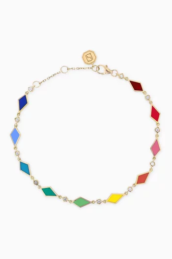 سوار موزاييك مرصع بالماس ومطلي بالمينا ذهب أصفر عيار 18