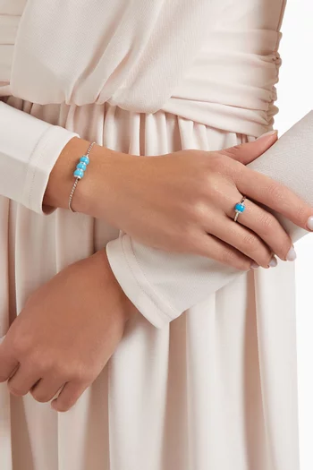 Single Cerith Diamond & Turquoise Ring in 18kt White Gold