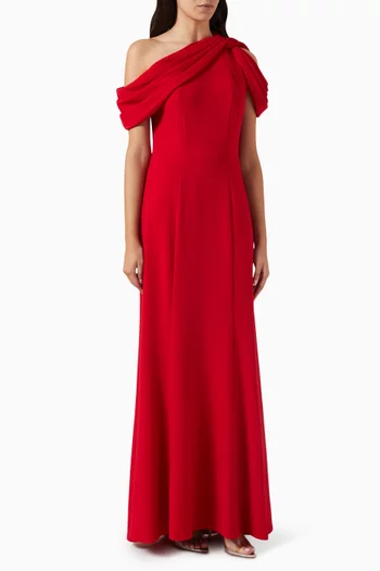 Copley One-shoulder Draped Gown in Crepe