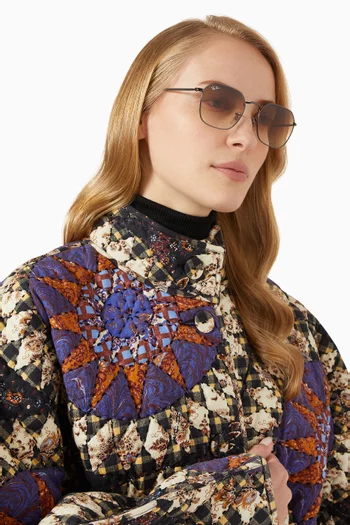 Hexagonal Frame Sunglasses in Metal