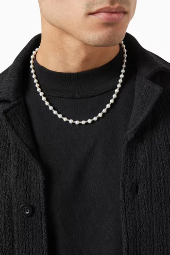 Pearl Spacers Necklace in Sterling Silver