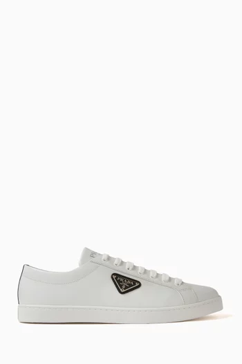 Logo Sneakers in Brushed Leather