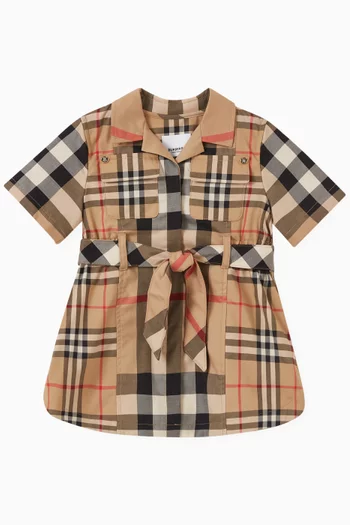 Coltide Mixed Check Print Dress in Cotton