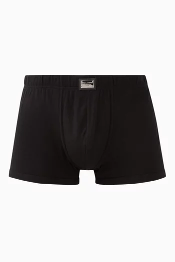 Logo Plaque Boxers in Cotton Jersey